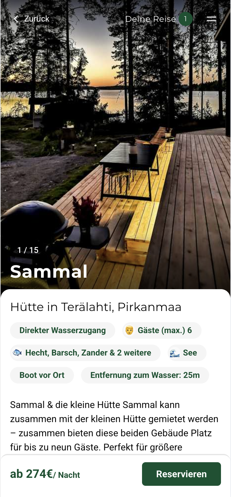 Fishermans Lodge — Mobile booking experience